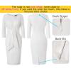 imageVFSHOW Womens Front Zipper Tie Waist Bow Slim Work Business Office Party Bodycon Pencil Sheath DressOffwhite