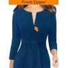 imageVFSHOW Womens Front Zipper Tie Waist Bow Slim Work Business Office Party Bodycon Pencil Sheath DressPeacock Blue