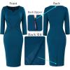 imageVFSHOW Womens Notch V Neck Office Business Work Slim Fit Sheath Pencil DressPeacock Blue