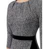 imageVFSHOW Womens Pleated Crew Neck Front Slit Work Business Office Bodycon Sheath Pencil DressBlack Tweed