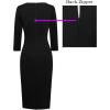 imageVFSHOW Womens Pleated Crew Neck Front Slit Work Business Office Bodycon Sheath Pencil DressBlack and Red