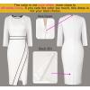 imageVFSHOW Womens Pleated Crew Neck Front Slit Work Business Office Bodycon Sheath Pencil DressOffwhite  Black Piping