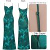 imageVFSHOW Womens Sexy Formal Ruched Fitted High Slit Bodycon Maxi Dress Spaghetti Strap Sweetheart Cocktail Prom Evening GownGreen Floral Print