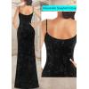 imageVFSHOW Womens Sexy Formal Ruched Fitted High Slit Bodycon Maxi Dress Spaghetti Strap Sweetheart Cocktail Prom Evening GownSparkly Black With Floral Print