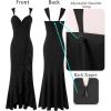 imageVFSHOW Womens Sweetheart V Neck Twist Front Backless Ruched Ruffle Slit Formal Evening Gown Maxi Long DressSparkly Black