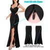 imageVFSHOW Womens Sweetheart V Neck Twist Front Backless Ruched Ruffle Slit Formal Evening Gown Maxi Long DressSparkly Black