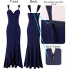 imageVFSHOW Womens Sweetheart V Neck Twist Front Backless Ruched Ruffle Slit Formal Evening Gown Maxi Long DressSparkly Navy Blue