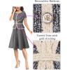 imageVFSHOW Womens Tweed Buttons Peplum Work Business Office Church Crew Neck Colorblock Fit and Flare ALine Dress