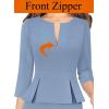 imageVFSHOW Womens Wear to Work Front Zipper Peplum Business Office Church Pencil Sheath DressDusty Blue