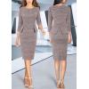 imageVFSHOW Womens Wear to Work Front Zipper Peplum Business Office Church Pencil Sheath DressPink Plaid Tweed