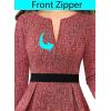 imageVFSHOW Womens Wear to Work Front Zipper Peplum Business Office Church Pencil Sheath DressRed Tweedblack