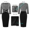 imageVFSHOW Womens Wear to Work Slim Colorblock Crisscross Waist Front Zipper Business Party Office Bodycon Pencil Sheath DressBlack White Tweedblack