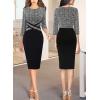 imageVFSHOW Womens Wear to Work Slim Colorblock Crisscross Waist Front Zipper Business Party Office Bodycon Pencil Sheath DressBlack White Tweedblack