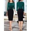 imageVFSHOW Womens Wear to Work Slim Colorblock Crisscross Waist Front Zipper Business Party Office Bodycon Pencil Sheath DressDark Greenblack