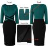 imageVFSHOW Womens Wear to Work Slim Colorblock Crisscross Waist Front Zipper Business Party Office Bodycon Pencil Sheath DressDark Greenblack