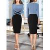 imageVFSHOW Womens Wear to Work Slim Colorblock Crisscross Waist Front Zipper Business Party Office Bodycon Pencil Sheath DressDusty Blueblack