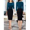 imageVFSHOW Womens Wear to Work Slim Colorblock Crisscross Waist Front Zipper Business Party Office Bodycon Pencil Sheath DressPeacock Blueblack