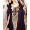 imageVFSHOW womens Vfshow Womens Formal Prom Maxi DressesBlack With Purple Metallic Stitching