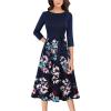 Navy Blue and Multi Floral Print
