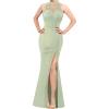 imageVFSHOW Womens Formal Sexy Halter High Slit Prom Wedding Guest Maxi Dress 2023 Illusion Sweetheart Neckline Evening Long GownLight Green With Golden Stitching