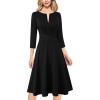 imageVFSHOW Womens Front Zipper Office Business Work Church Professional Front Zipper Knee Length A Line Fit and Flare DressBlack