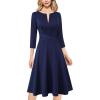 imageVFSHOW Womens Front Zipper Office Business Work Church Professional Front Zipper Knee Length A Line Fit and Flare DressDark Blue