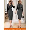imageVFSHOW Womens Professional Work Business Casual Office Front Zipper Colorblock Fitted Pencil Sheath DressGrey and Black