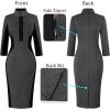 imageVFSHOW Womens Professional Work Business Casual Office Front Zipper Colorblock Fitted Pencil Sheath DressGrey and Black