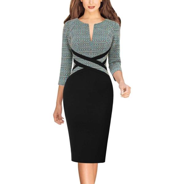 Zip Closure Dress Women's Plaid Bodycon