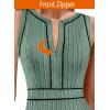 imageVFSHOW Womens 2025 Work Business Office Dresses Crew Neck Front Zipper Church Slimming Pencil Sheath DressGreenblack Piping