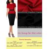 imageVFSHOW Womens Pleated Crew Neck Peplum Work Business Office Church Bodycon Pencil Sheath DressRed and Black