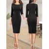 imageVFSHOW Womens Slim Zipper Up Work Business Office Party Bodycon Pencil Sheath DressBlack Tweedb