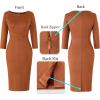 imageVFSHOW Womens Slim Zipper Up Work Business Office Party Bodycon Pencil Sheath DressBrown Suede