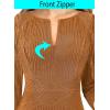imageVFSHOW Womens Slim Zipper Up Work Business Office Party Bodycon Pencil Sheath DressBrown Texture