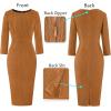 imageVFSHOW Womens Slim Zipper Up Work Business Office Party Bodycon Pencil Sheath DressBrown Texture