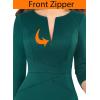 imageVFSHOW Womens Slim Zipper Up Work Business Office Party Bodycon Pencil Sheath DressDark Green
