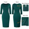imageVFSHOW Womens Slim Zipper Up Work Business Office Party Bodycon Pencil Sheath DressDark Green