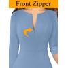 imageVFSHOW Womens Slim Zipper Up Work Business Office Party Bodycon Pencil Sheath DressDusty Blue