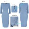 imageVFSHOW Womens Slim Zipper Up Work Business Office Party Bodycon Pencil Sheath DressDusty Blue