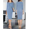 imageVFSHOW Womens Slim Zipper Up Work Business Office Party Bodycon Pencil Sheath DressDusty Blue