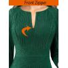 imageVFSHOW Womens Slim Zipper Up Work Business Office Party Bodycon Pencil Sheath DressGreen Texture