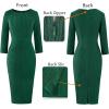 imageVFSHOW Womens Slim Zipper Up Work Business Office Party Bodycon Pencil Sheath DressGreen Texture