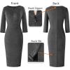 imageVFSHOW Womens Slim Zipper Up Work Business Office Party Bodycon Pencil Sheath DressGrey