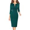 imageVFSHOW Womens Slim Zipper Up Work Business Office Party Bodycon Pencil Sheath DressDark Green
