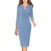 imageVFSHOW Womens Slim Zipper Up Work Business Office Party Bodycon Pencil Sheath DressDusty Blue