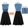 imageVFSHOW Womens Elegant Front Zipper Slim Work Business Office Party Cocktail Skater ALine DressBlueblack