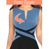 imageVFSHOW Womens Elegant Front Zipper Slim Work Business Office Party Cocktail Skater ALine DressBlueblack