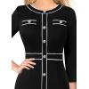 imageVFSHOW Womens Buttons Patchwork Work Business Office Party Bodycon Pencil Sheath DressBlack