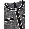 imageVFSHOW Womens Buttons Patchwork Work Business Office Party Bodycon Pencil Sheath DressBlack Tweed