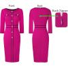 imageVFSHOW Womens Buttons Patchwork Work Business Office Party Bodycon Pencil Sheath DressHot Pink